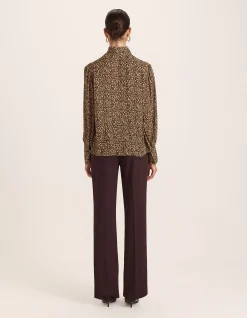 OHIO SILK LONG SLEEVE TIE NECK BLOUSE