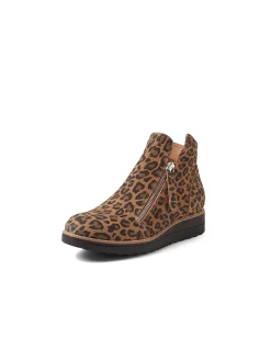 OLISE Leopard Zip Front Ankle Boots