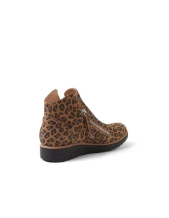 OLISE Leopard Zip Front Ankle Boots