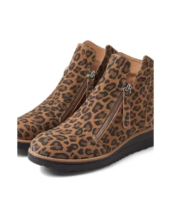 OLISE Leopard Zip Front Ankle Boots