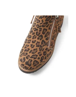 OLISE Leopard Zip Front Ankle Boots
