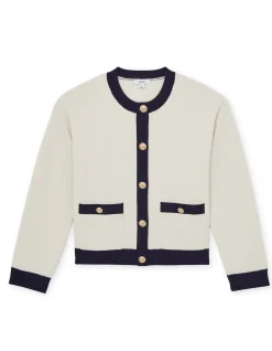 Olive Contrast Trim Button Front Cardigan