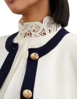 Olive Contrast Trim Button Front Cardigan