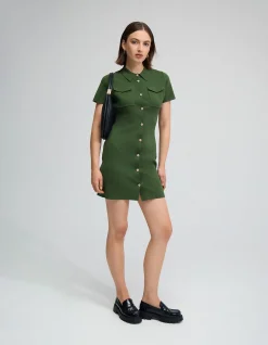 OLIVE KNITTED MINI DRESS