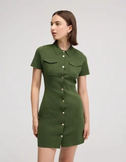 OLIVE KNITTED MINI DRESS