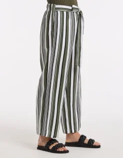 3/4 OLIVE STRIPE PANT