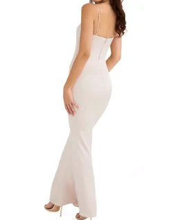 Olivette Crystal Satin Corset Maxi Dress