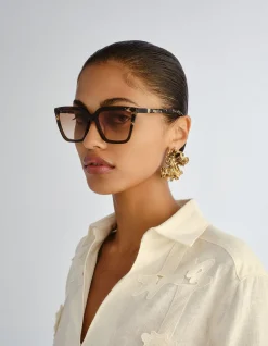 OLIVINE BROWN D-FRAME SUNGLASSES
