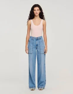 Olsen Faded Wide Leg High Waist Jeans
