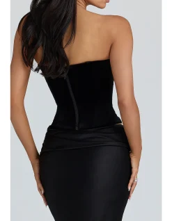 OMARI VELVET STRAPLESS CORSET TOP