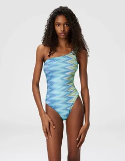 ONE SHOULDER STRIPE SWIMSUIT