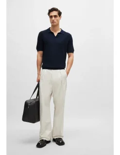 Open-Collar Polo Sweater