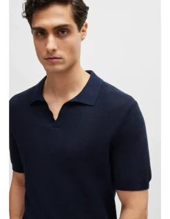 Open-Collar Polo Sweater