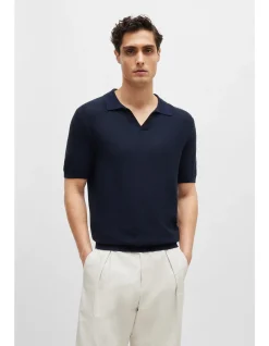 Open-Collar Polo Sweater