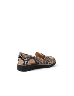 Opitto Snake Embossed Wedge Sole Loafers