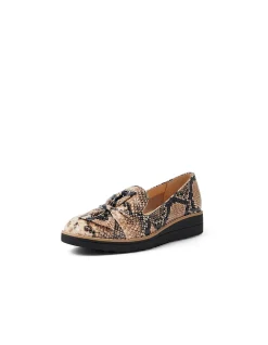 Opitto Snake Embossed Wedge Sole Loafers