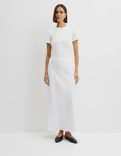Organically Grown Linen Pull On Midi Skirt