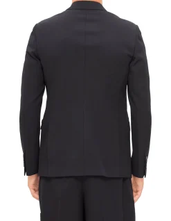 Origami Wool Jacket with Contrast Striped Trim