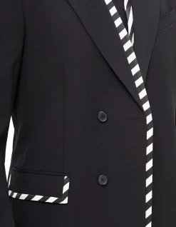 Origami Wool Jacket with Contrast Striped Trim