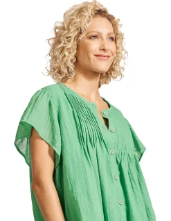 Orsula Textured Button Front Relaxed Top