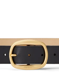 OVAL-BUCKLE LEATHER BELT
