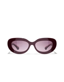 Oval Red Vendome Gradient Lens Sunglasses