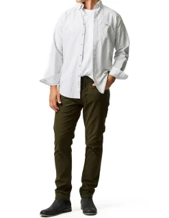 Oxford Lakeside Stripe Sports Fit Shirt - Eucalyptus