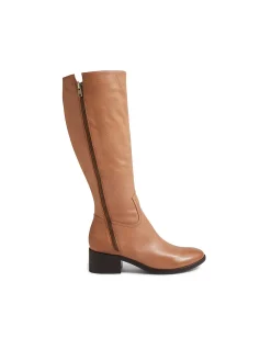 Pactor Cognac Leather Knee High Boots