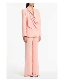 Pale Rose Crepe Scarf Single Breasted Jacket