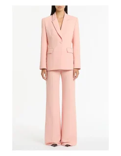 Pale Rose Crepe Scarf Single Breasted Jacket