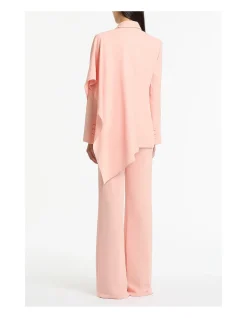 Pale Rose Crepe Scarf Single Breasted Jacket
