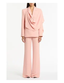Pale Rose Crepe Scarf Single Breasted Jacket
