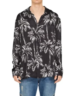 Palm Print Long Sleeve Shirt Noir/Blanc