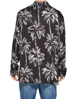 Palm Print Long Sleeve Shirt Noir/Blanc