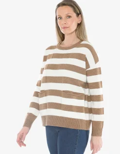 Panel Stripe Pocket Lambswool Pullover