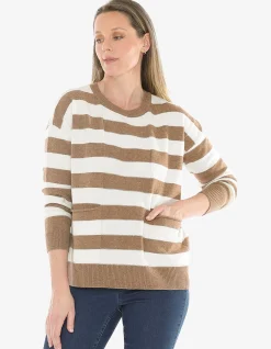 Panel Stripe Pocket Lambswool Pullover