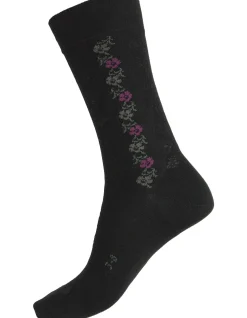 Pansy Lace Mercerised Cotton Health Crew Socks