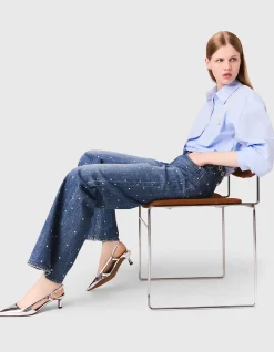 Pantistud Studded Wide Leg Denim Jeans