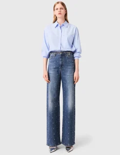 Pantistud Studded Wide Leg Denim Jeans