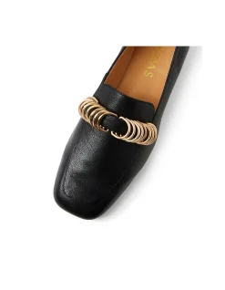 Paray Gold Ring Detail Leather Loafers