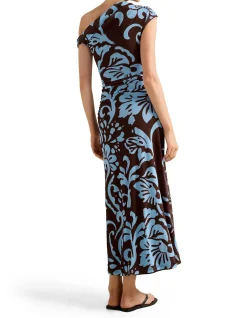 PARIS DRAPED MESH MIDI DRESS