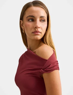 PARIS DRAPED MESH MIDI DRESS