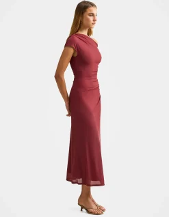 PARIS DRAPED MESH MIDI DRESS
