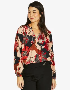Parisian Floral Blouson Sleeve Viscose Top
