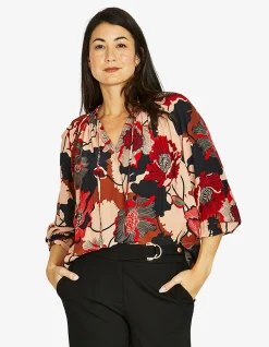 Parisian Floral Blouson Sleeve Viscose Top