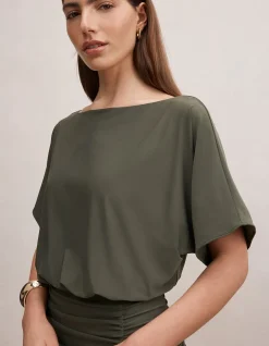 PARKER DRAPED JERSEY MIDI DRESS