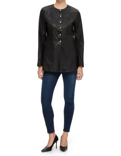 Parlour Sculptural Lambskin Peplum Jacket