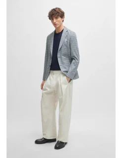 Patterned Slim-Fit Jacket in Jersey Beige