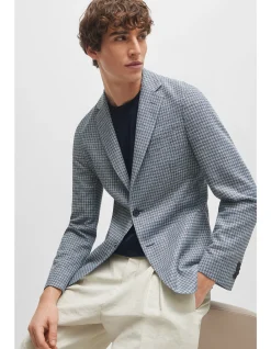 Patterned Slim-Fit Jacket in Jersey Beige