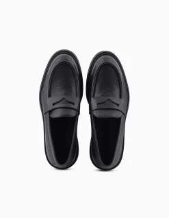 Pebbled Leather Loafers